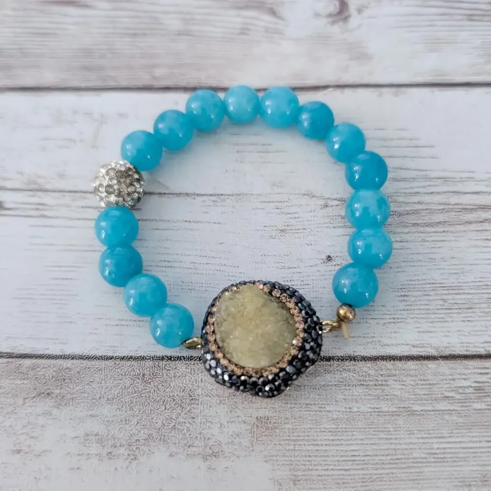 Blue Stretch Bracelet with Charm - Small - Condition Issues